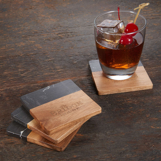 Black Marble Coaster Set