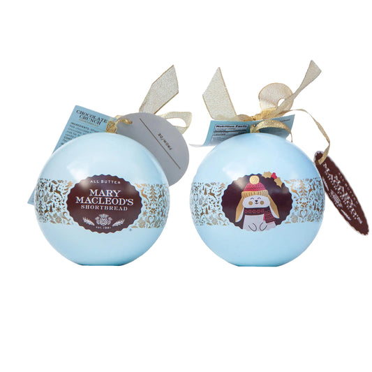 Holiday Ornament Tin With 6 Chocolate Crunch Shortbread Cookies