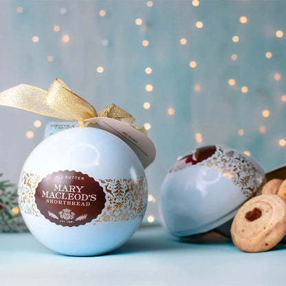 Holiday Ornament Tin With 6 Chocolate Crunch Shortbread Cookies