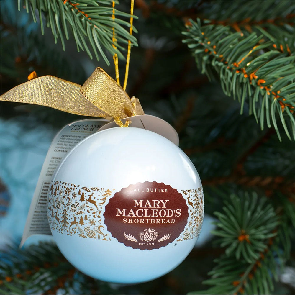 Holiday Ornament Tin With 6 Chocolate Crunch Shortbread Cookies