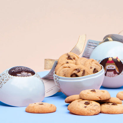 Holiday Ornament Tin With 6 Chocolate Crunch Shortbread Cookies