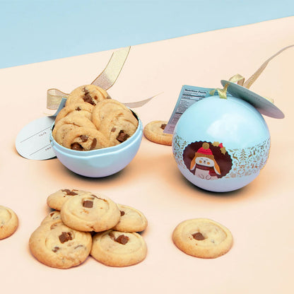 Holiday Ornament Tin With 6 Chocolate Crunch Shortbread Cookies