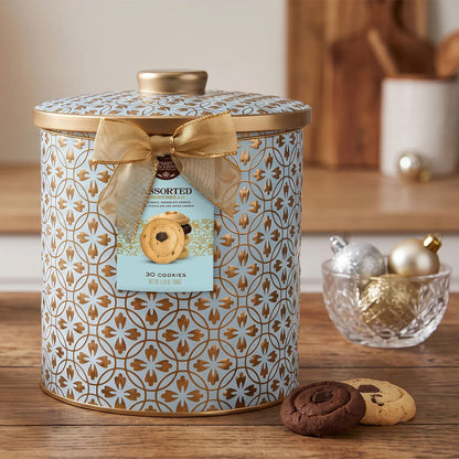 Variety Embossed Tin With 30 Shortbread Cookies
