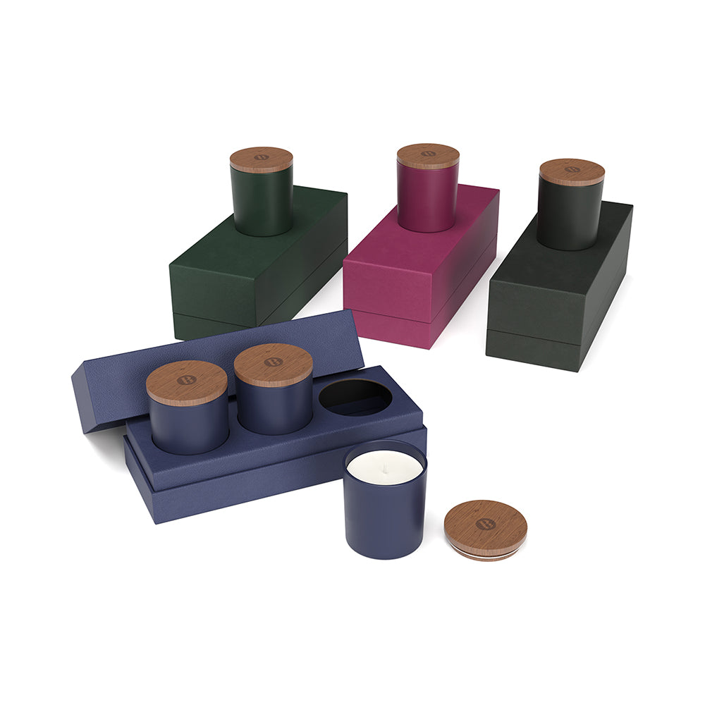Vista Glass Candle 3-Pack With Acacia Wood Lids